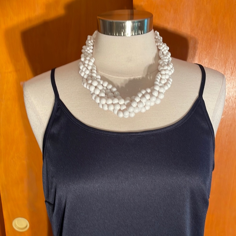 White Twist Beaded Necklace by Color Me Beautiful 18.5 Length w/3 inch extender